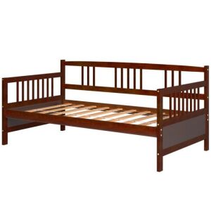 Modern Twin Size Daybed Frame with Wooden Slats Support