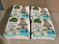 Lot of (4) Seventh Generation Free & Clear Sensitive Skin Baby Diapers, Size 3, 31 ct&nbsp;