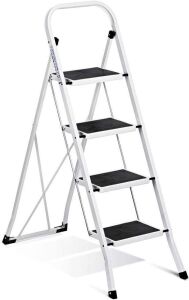 Delxo Heavy Duty Folding 4 Step Ladder, Anti-Slip Portable & Collapsible, 350 lbs. 