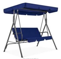 Metal Patio Swing with Blue Cushion