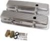 DEMOTOR PERFORMANCE Finned Tall Polished Aluminum Valve Covers with Holes for SBC Small Block Chevy 283