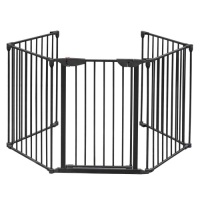 Vingli 25/74/120/188 inch Wide Baby Safety Gate Pet Fence Fireplace Metal Barrier Black/White