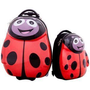 2 Piece Ladybug Shaped Kids School Luggage Suitcase & Backpack 