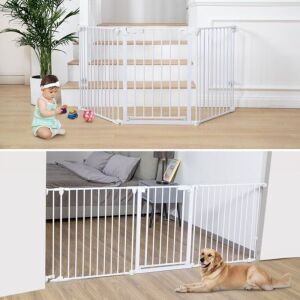 KingSo 30"-80" Extra Wide 30" Tall Adjustable Auto Close Open Area Baby Gate with Swing Door