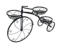 Metal Wrought Iron Black Tricycle Plant Stand