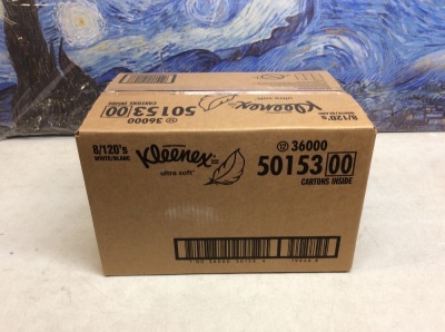 Kleenex Ultra Soft Facial Tissues, 8 Flat Boxes, 120 Tissues per Box - New 