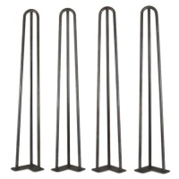 28-Inch Mid-Century Modern Satin Black Hairpin Table Legs, 1/2" Diameter, Set of 4