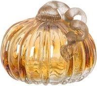 Glitzhome Hand Blown Two-Tone Glass Pumpkin 4.72"