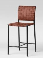 Lot of (4)&nbsp;Wellfleet Woven Faux Leather Metal Base Counter Height Barstool