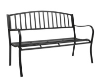 VINGLI 51 Inch Outdoor Metal Bench Black
