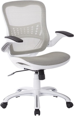 Office Star Riley Manager's Chair, Mesh Back & Seat, 2-to-1 Synchro & Lumbar Support, White - Appears New  