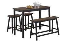 Solid Wood Counter Height Table Set w/ Bench & Two Saddle Stools
