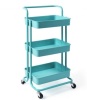 3-Tier Utility Cart Storage Rolling Cart With Casters-Blue