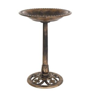 VINGLI 28in Antique Copper Pedestal Bird Bath 