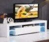 Entertainment Center with LED Shelf and Drawers, White