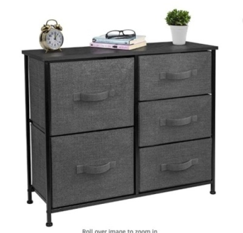 Sorbus Dresser with 5 Fabric Drawers (Black/Charcoal)