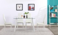 5 Piece Kitchen Dining Table Set with Glass Table Top