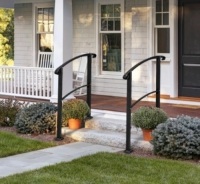 1-3 Steps Adjustable Wrought lron Handrail Black w/ Installation Kit