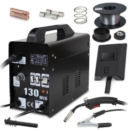 MIG 130 Welder Flux Core Wire Automatic Feed Welding Machine with&nbsp;Cooling Mask. Appears New