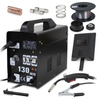 MIG 130 Welder Flux Core Wire Automatic Feed Welding Machine with&nbsp;Cooling Mask. Appears New