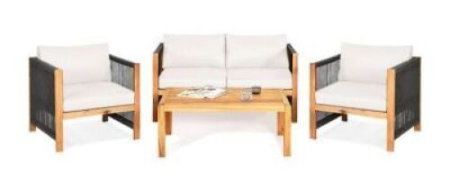 4-Piece Wood Patio Conversation Set - Complete Set w/ Different Colors & 2 Extra Boxes
