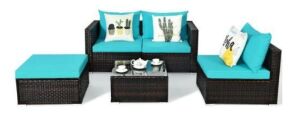 5-Piece Wicker Rattan Patio Conversation Set - 2 Extra 2/2 Boxes