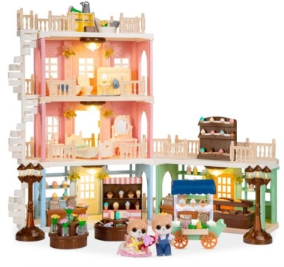 Deluxe Cottage Dollhouse Mansion Pretend Toy Playset w/ Tiny Critters, Missing Pieces