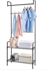 Clothing Rack with 2 Tier Metal Shelf, Missing Hardware