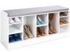 Shoe Storage Rack Bench w/ Padded Seat, 10 Cubbies - 46in, White