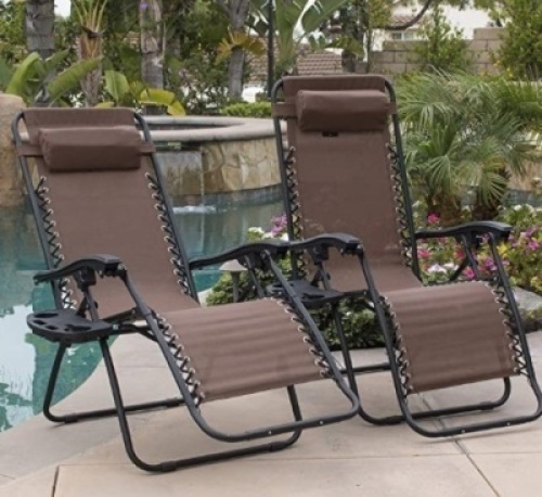 BELLEZE 2PC Zero Gravity Chair,&nbsp;Brown