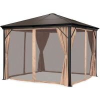 Outdoor Hardtop Gazebo w/ Aluminum Frame, Side Curtains, Netting - 10x10ft&nbsp;