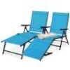 Set of 2 Outdoor Patio Chaise Recliner Lounge Chairs w/ Rust-Resistant Frame