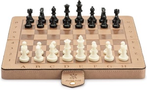 A&A Magnetic Leather Travel Chess Set