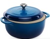 6qt Non-Stick Enamel Cast-Iron Dutch Oven Kitchen Cookware w/ Side Handles, Deep Blue