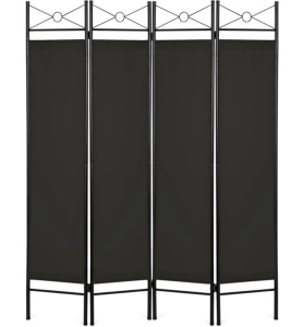 4-Panel Folding Privacy Screen Room Divider Decoration Accent, 6ft, Black, Appears New