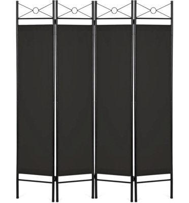 4-Panel Folding Privacy Screen Room Divider Decoration Accent, 6ft, Black, Appears New