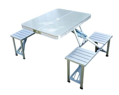 Aluminum Portable Folding Picnic Table w/ 4 Seats