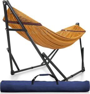 Tranquillo 2 Persons Instant Set Up Foldable Portable Double Hammock with Stand & Carry Bag, 550lb Capacity