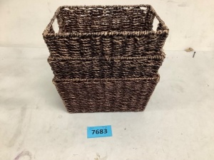 Rustic Set Of 3 Multipurpose Stackable Seagrass Storage Basket