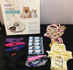 Bundle of Pet Supplies-Water Fountain, Fido's Fences 6V Replacement Batteries, 4 Harnesses(M), 2 Shirts(M)
