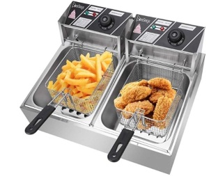 ZOKOP 12.7Qt Stainless Steel Double Cylinder Electric Fryer