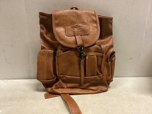 Yingoak Brown Faux Leather Sack Style Backpack, Broken Clip