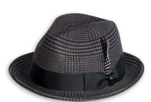 Steven Land Wool Fedora Hat, Gray/Black, Size Med