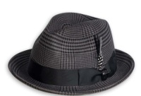Steven Land Wool Fedora Hat,&nbsp;Gray/Black, Size Med