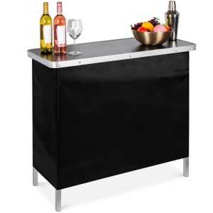 Portable Pop-Up Bar Table w/ Carrying Case, Removable Skirtv