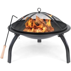 22in Fire Pit Bowl w/ Mesh Cover, Poker