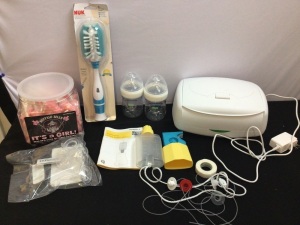 Bundle of Baby Items-Wipes Warmer(Used, Powers On), Bottle Brush, 2 Nuk Bottles...