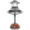 Solar Lighted Outdoor Pedestal Bird Bath w/ Planter, Decorative Bird Cage&nbsp;