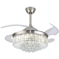 Modern Crystal Ceiling Fan&nbsp;with Lights and Retractable Blades - Appears New
