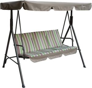 Alicia Patio Swing Chair with 3 Comfortable Cushion Seats and Strong Weather Resistant Powder Coated Steel Frame